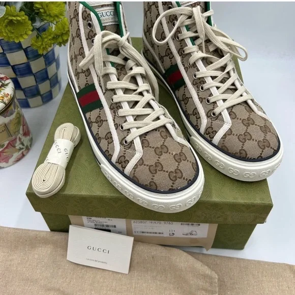 Men's Gucci 1977 tennis hightop sneakers size 11.5 made in Italy